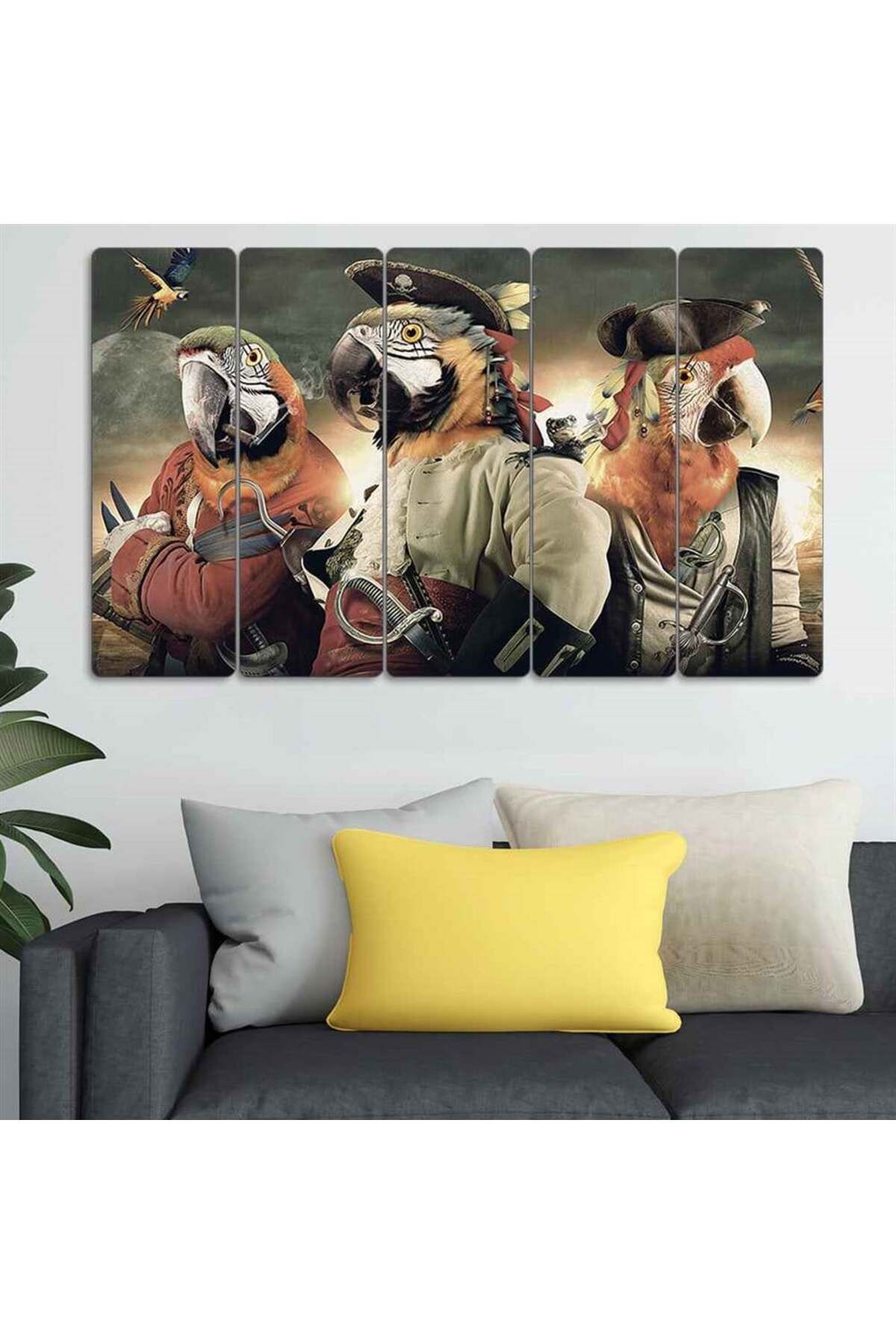 Korsan Papağanlar - 5 Parçalı Tablo
