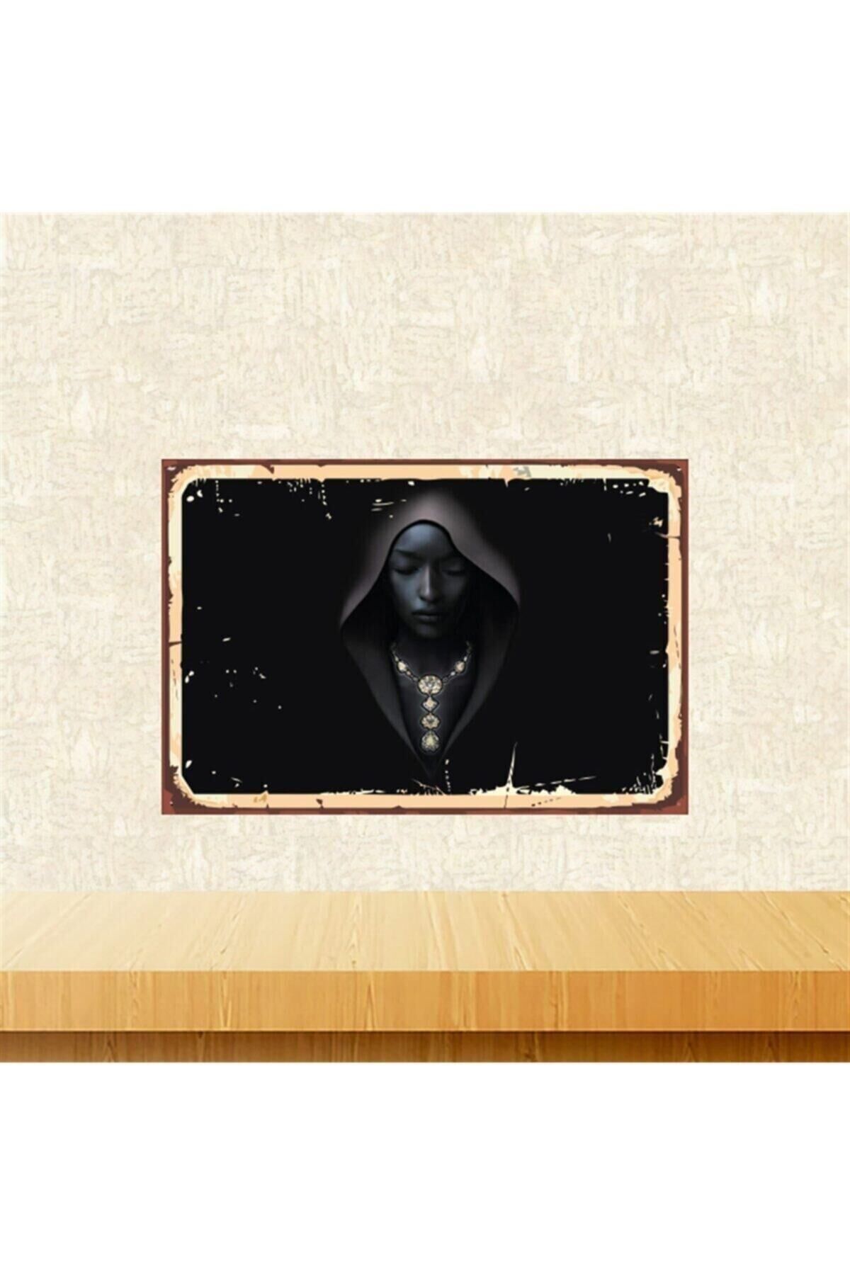 Siyahi Kadın 20-30 Cm Retro Ahşap Tablo Tkfx5480