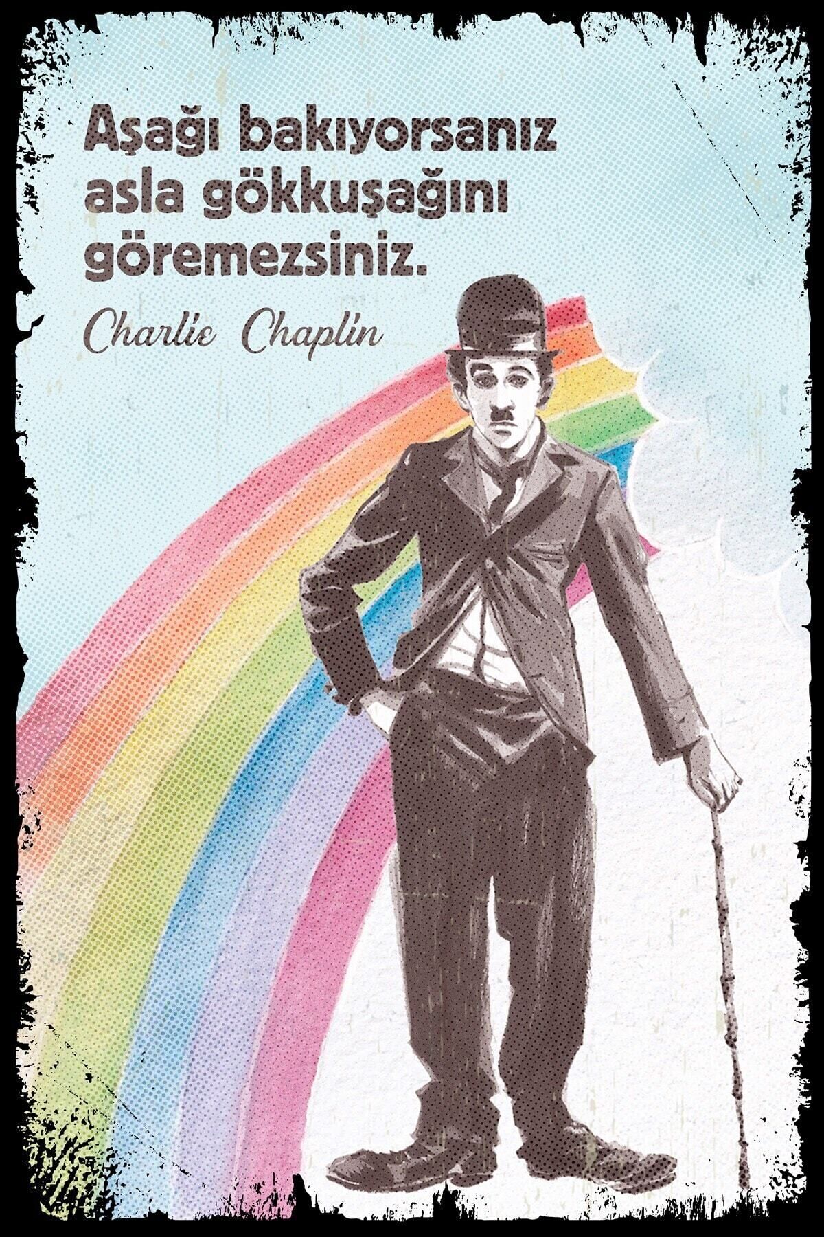 Charlie Chaplin Ahşap Retro Poster