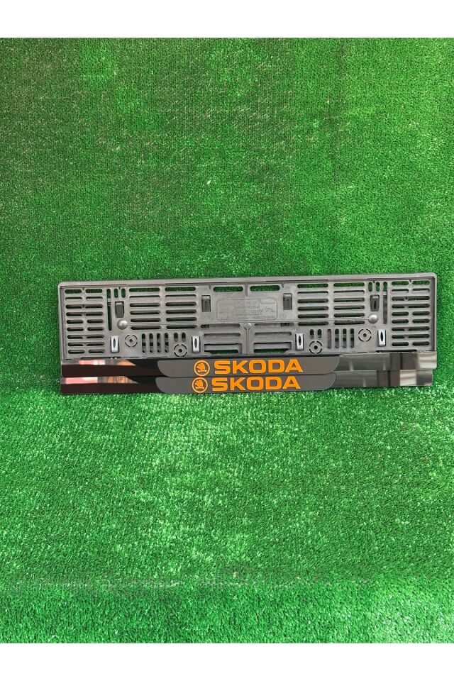 Pleksi Otomobil Plakalık Ahenk Model Turuncu SKODA Logolu