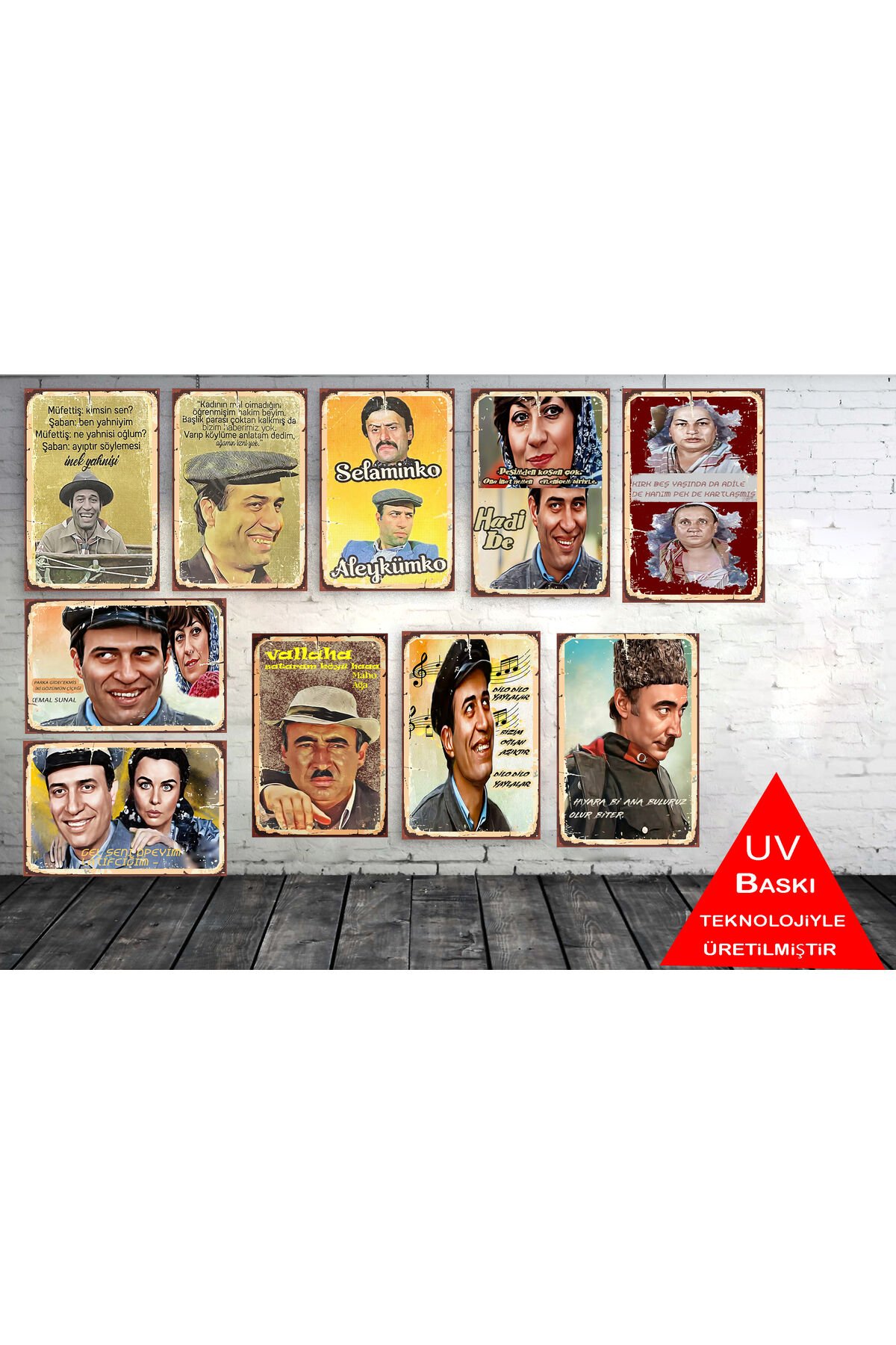 Şener Şen Kemal Sunal Replikleri 10 Adet 20 x 30 CM MDF Tablo Seti