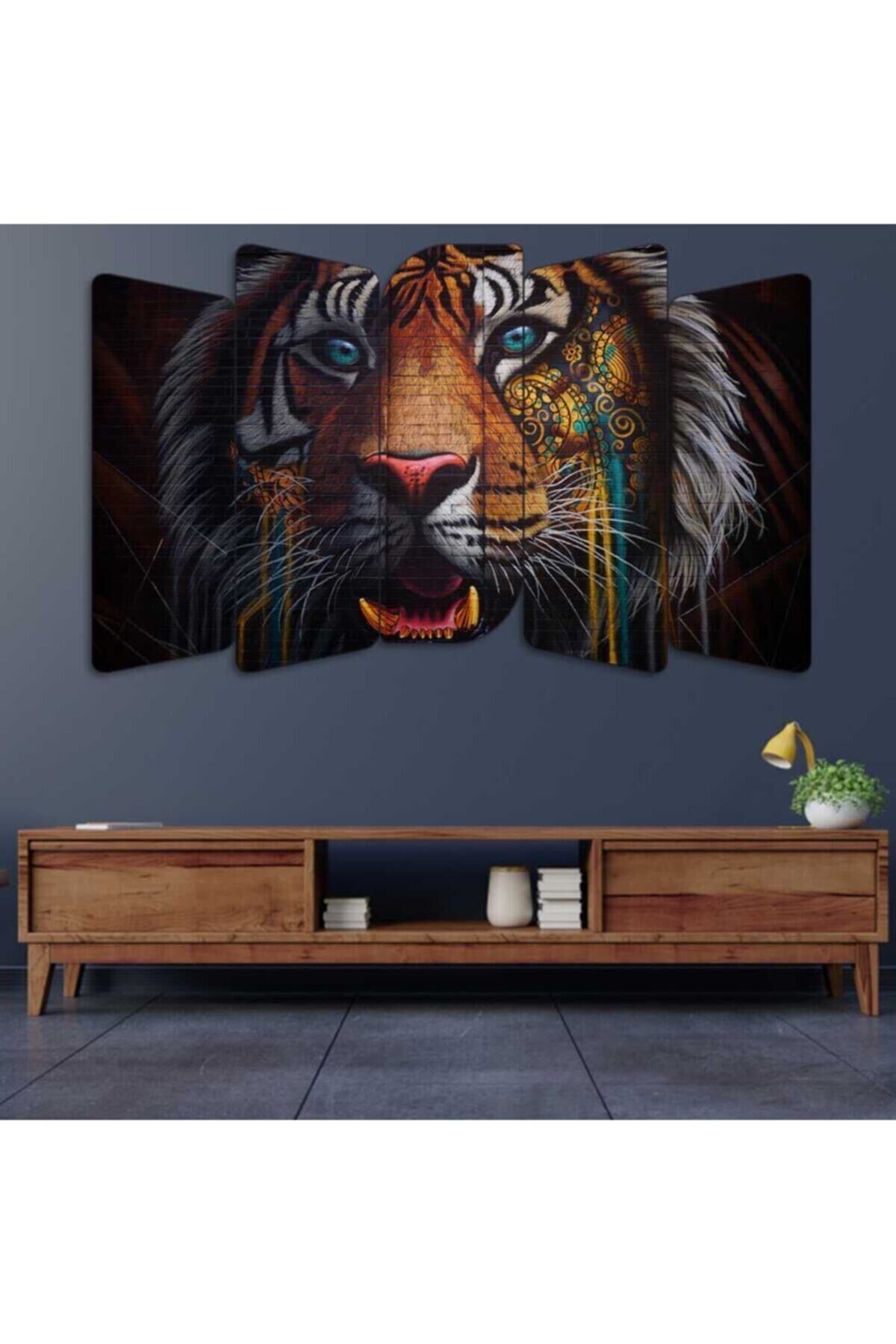 Aslan - 5 Parçalı Tablo