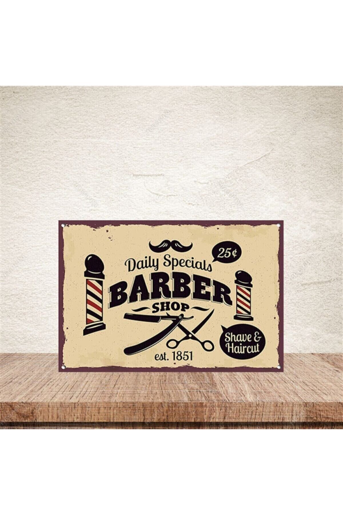 Barber Shop Retro Ahşap Poster 20 30 cm