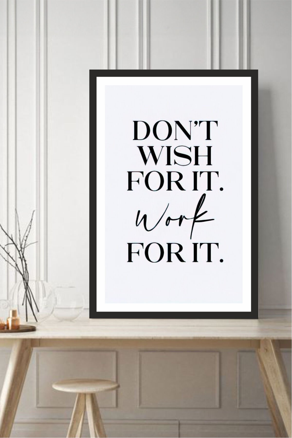 motto yazılı çerçeve görünümlü mdf tablo