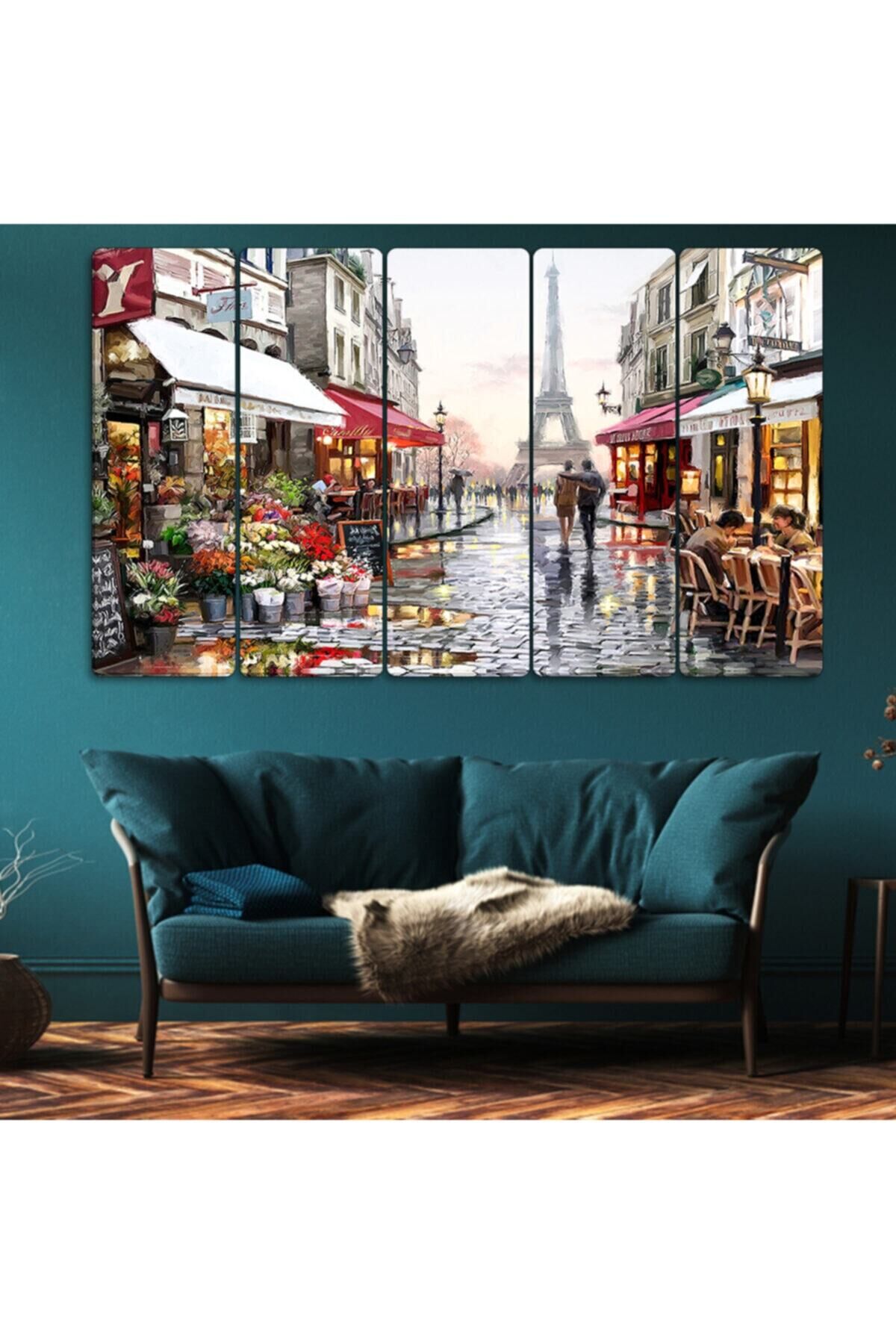 Paris, Eyfel Kulesi - 5 Parçalı Tablo