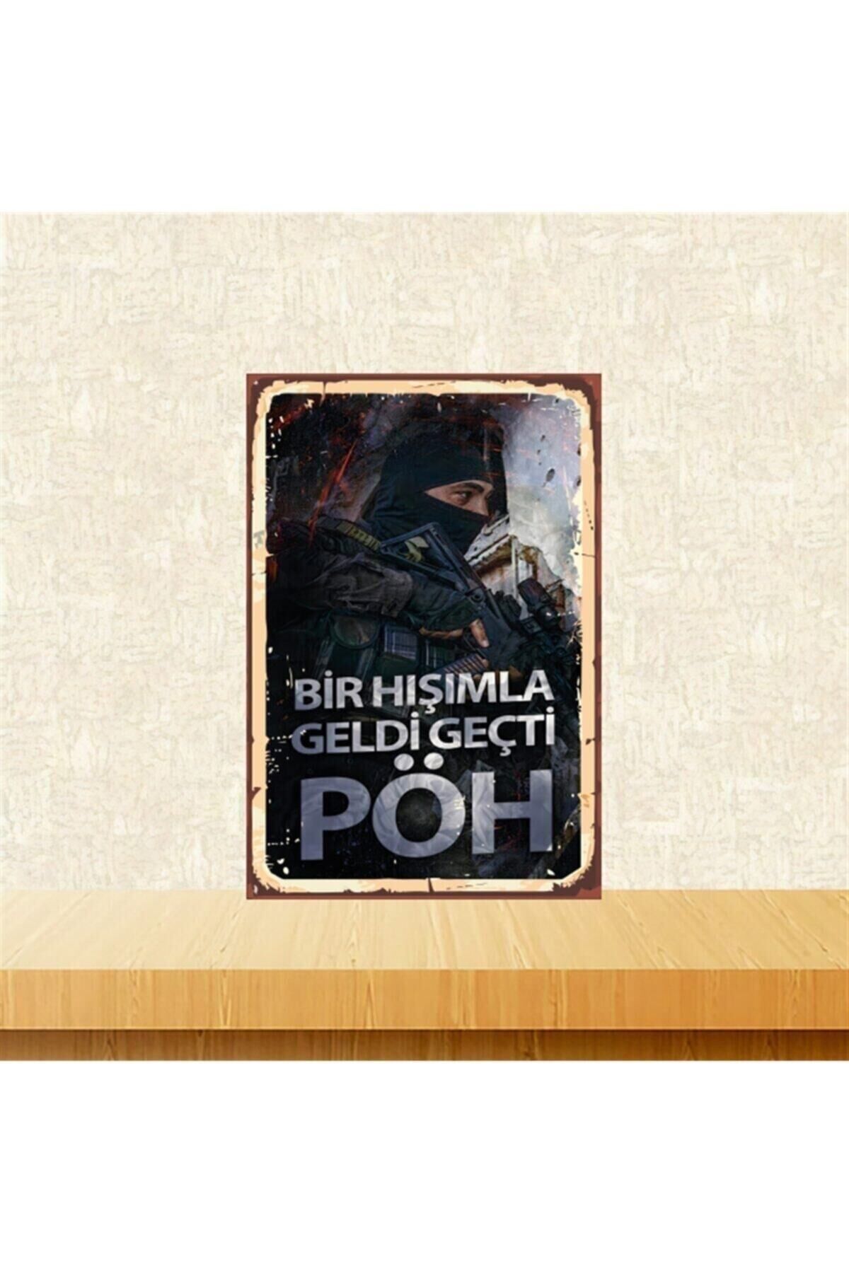 Bir Hışımla Geldi Geçti Pöh 20-30 Cm Retro Ahşap Tablo Tkfx4562