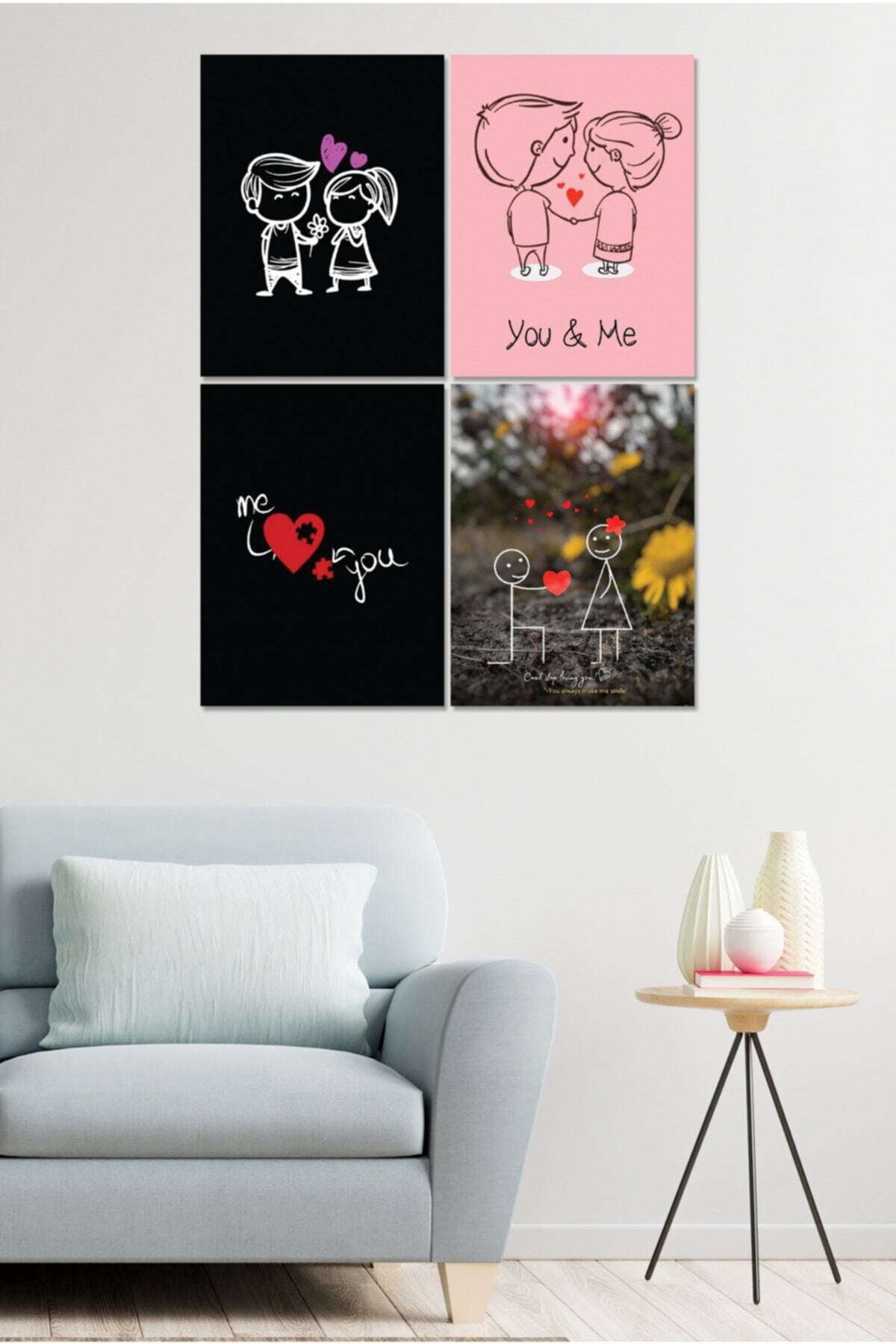 4 Parçalı Çerçeve Görünümlü Mdf Tablo Seti Dnu004