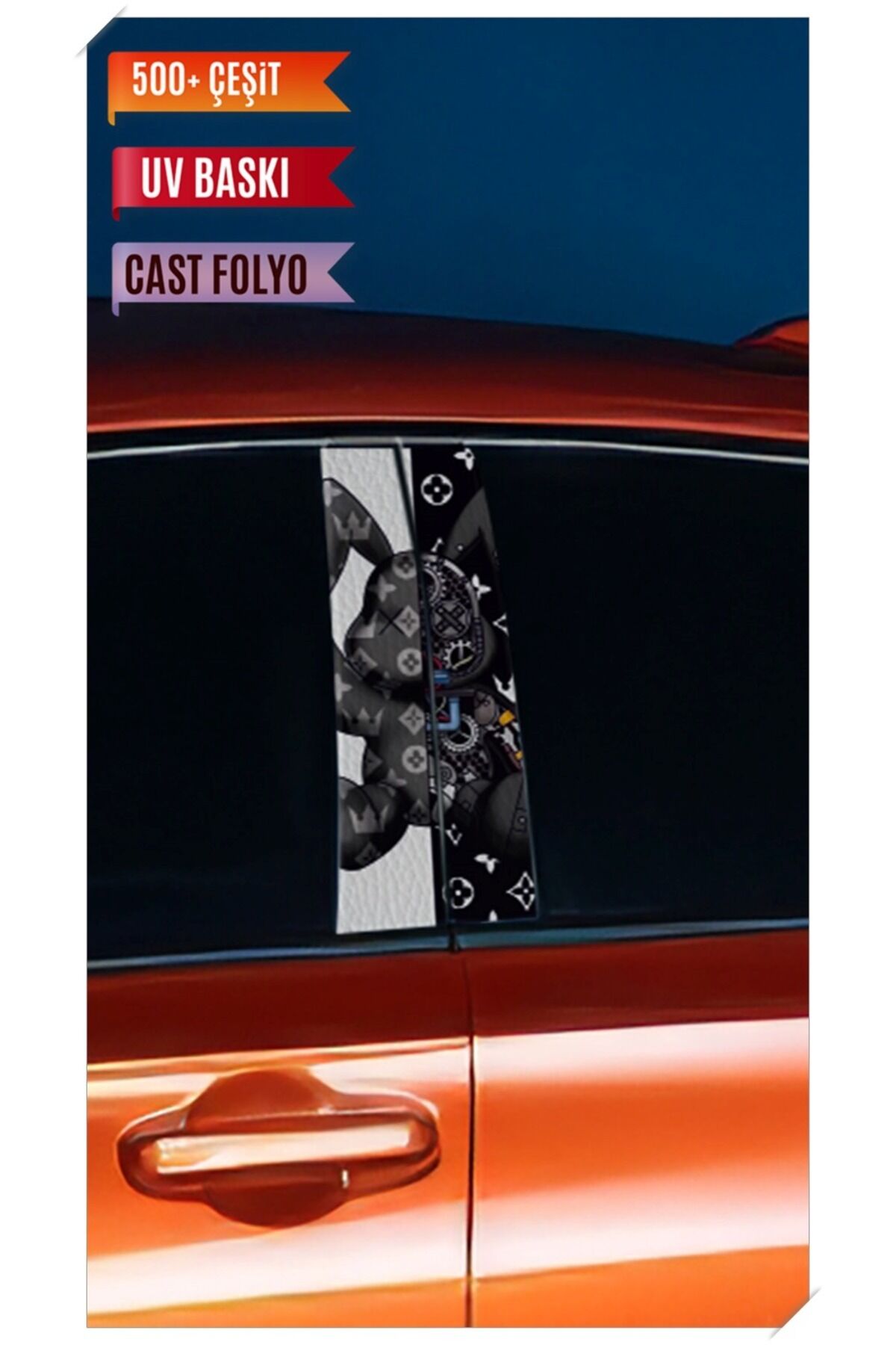 Araç Kapı Direk Kaplama Folyosu VL Desenli (Sağ Sol Takım) (2 Adet) - 22x50 Cm