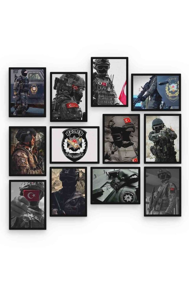 Polis Özel Harekat 12 Parça Mdf (ahşap) Tablo Ofis Boyu