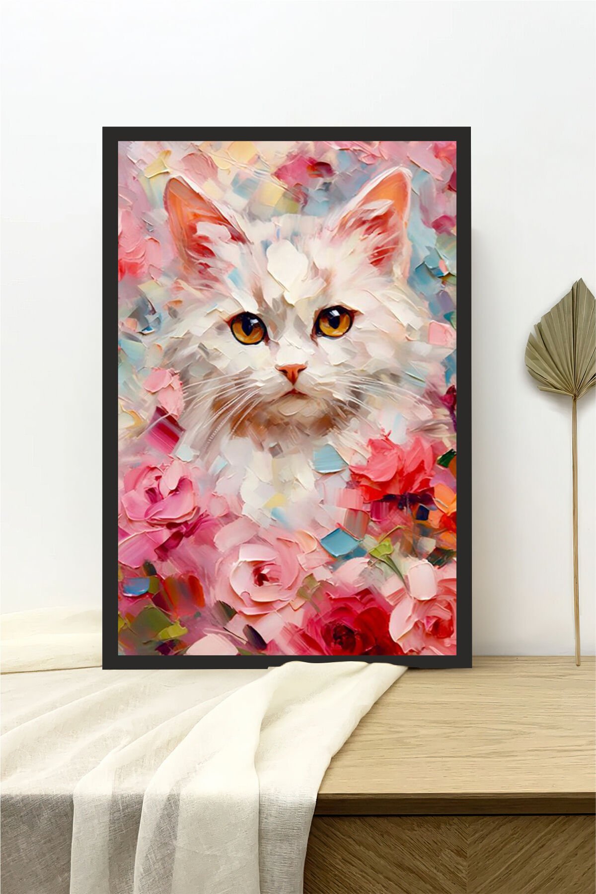 Kedi tasarımlı Çerçeve Görünümlü Mdf Tablo