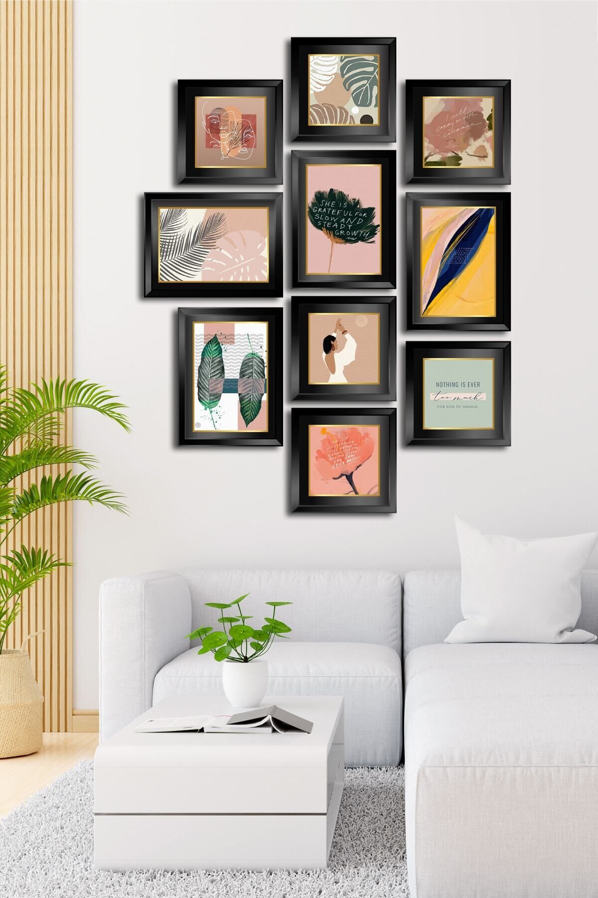 10 Parçalı Çerçeve Görünümlü Mdf Tablo Seti Flm085