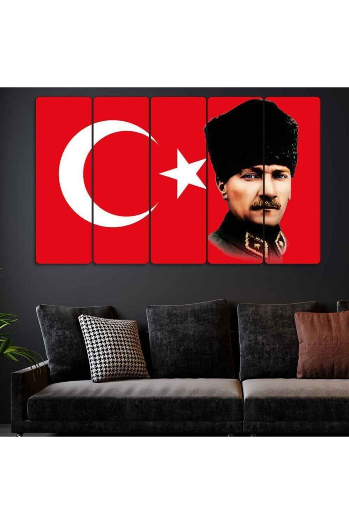 Mustafa Kemal Atatürk, Türk Bayrağı - 5 Parçalı Tablo