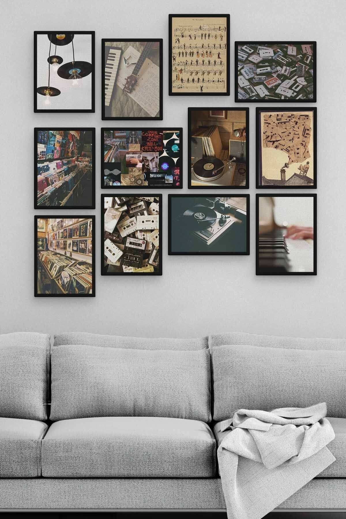 Music 12 Parça Ahşap Mdf Tablo Zlltb332