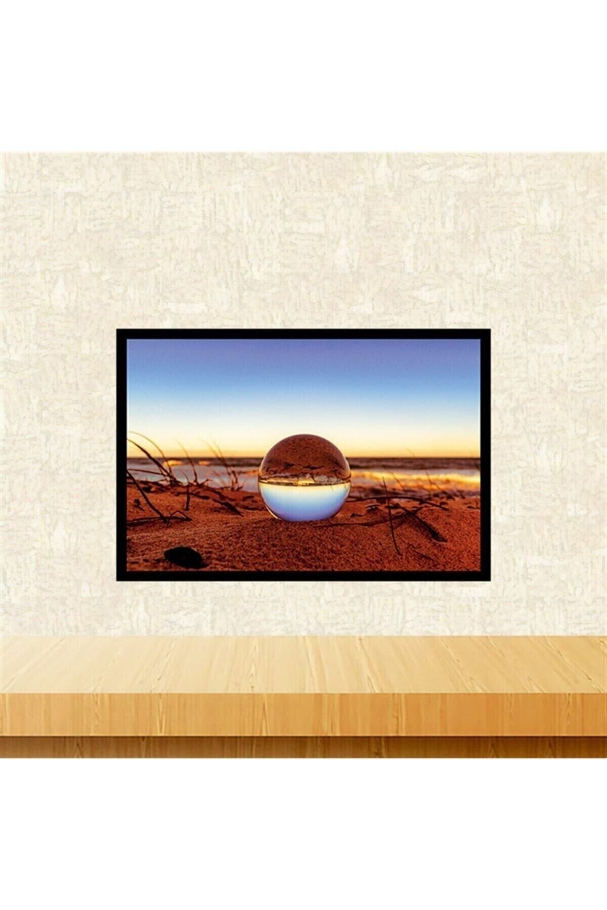 Gökyüzü Küresi Tasarımlı 20-30 Cm Retro Ahşap Tablo Tkfx6014