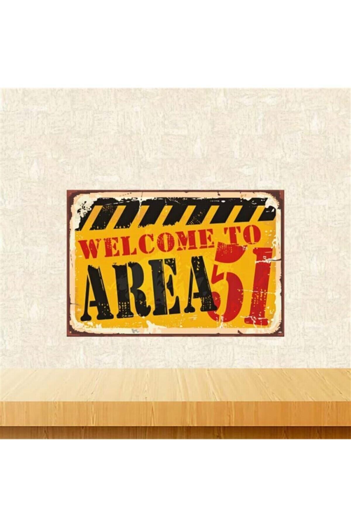 Sarı Area 51 Retro Ahşap Poster Tkfx4196 20-30 cm