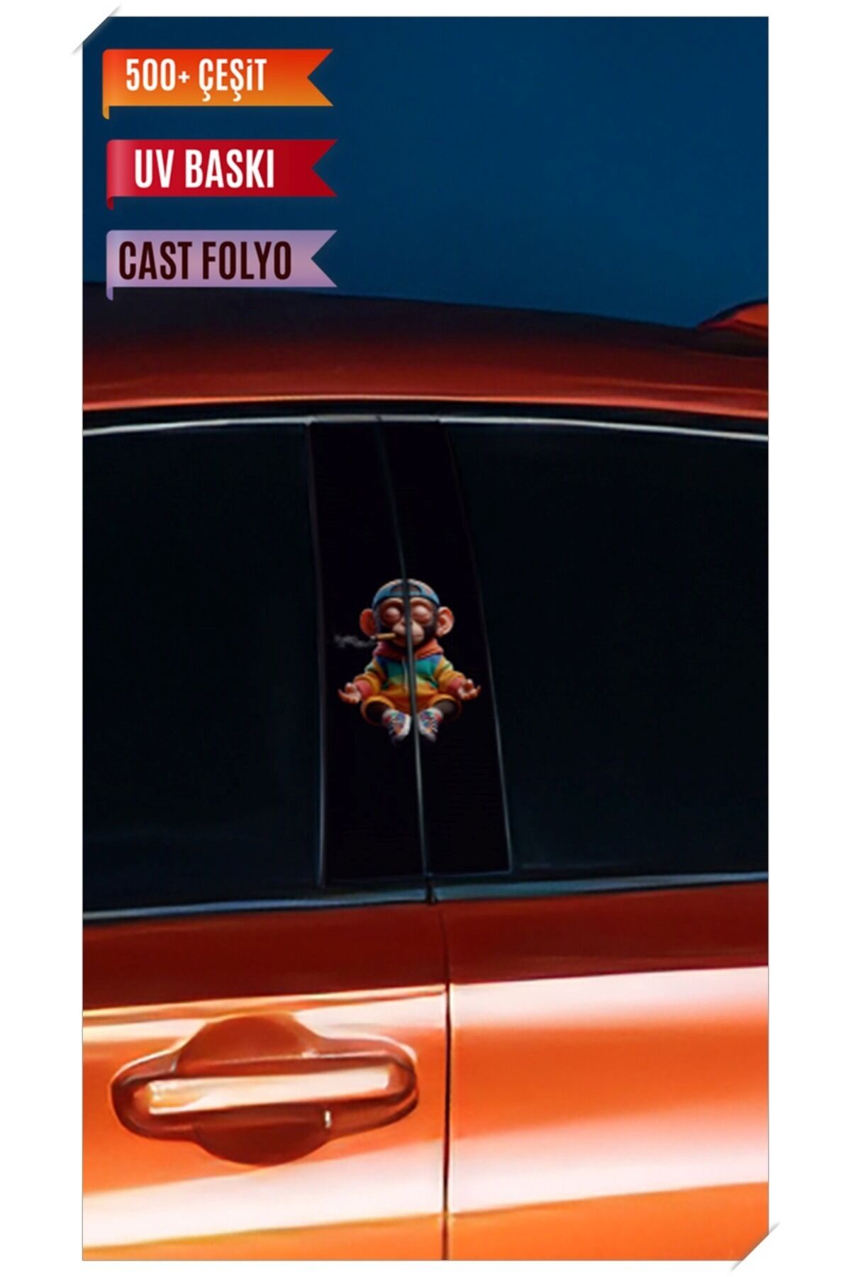 Araç Kapı Direk Kaplama Folyosu Maymun Desenli (Sağ Sol Takım) (2 Adet) - 22x50 Cm