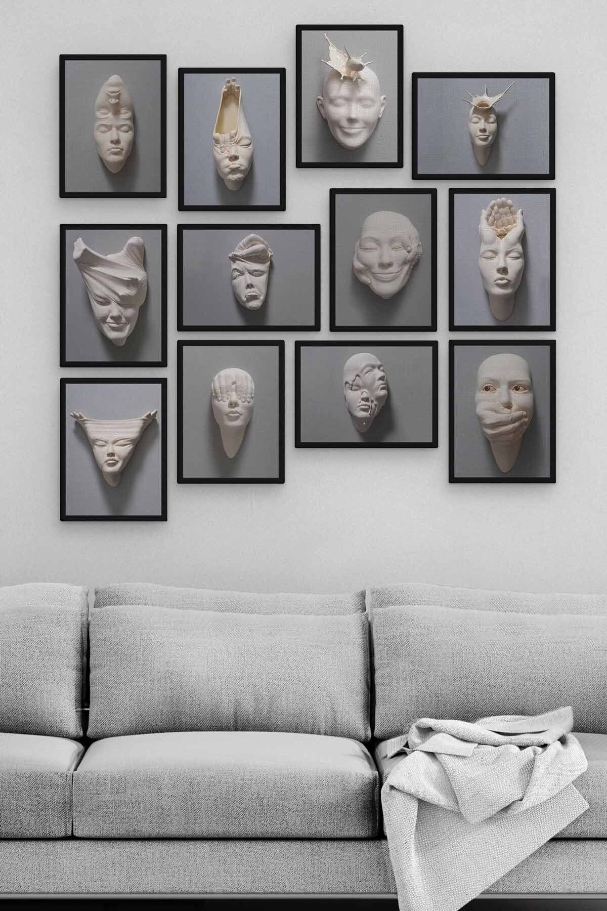 Yüzler 12 Parça Ahşap Mdf Tablo Zlltb194