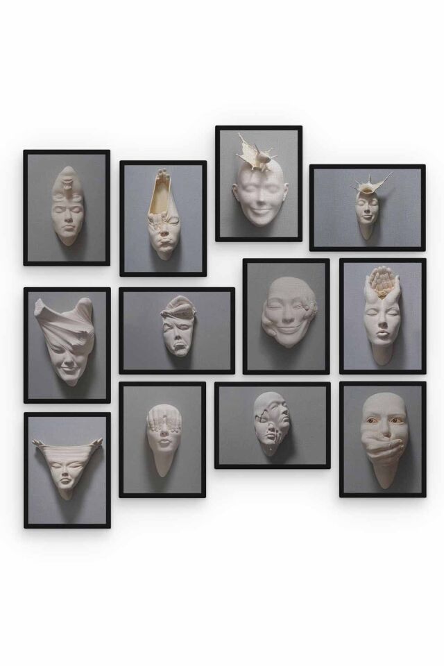 Yüzler 12 Parça Ahşap Mdf Tablo Zlltb194