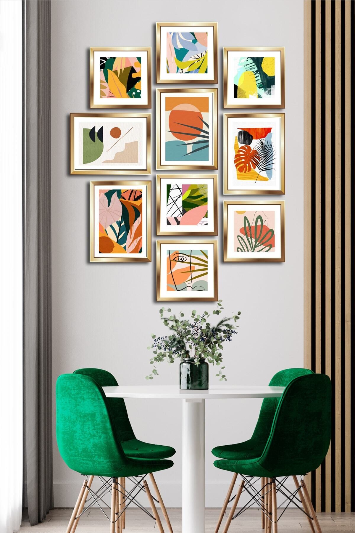 10 Parçalı Çerçeve Görünümlü Mdf Tablo Seti Flm092