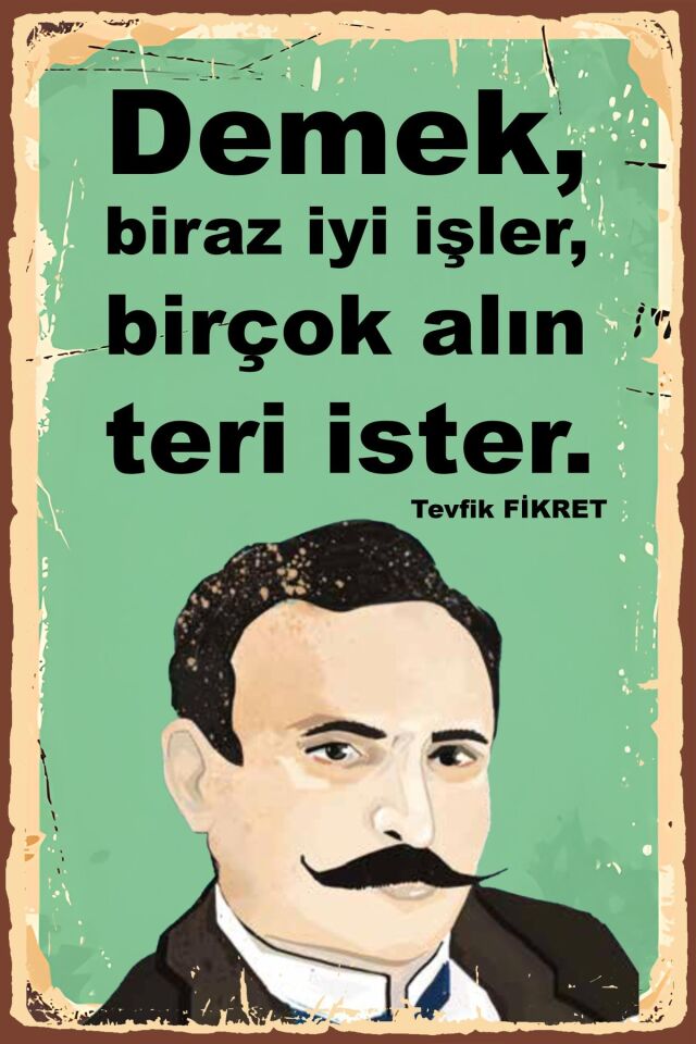 Tevfik Fikret Retro Ahşap Poster 20x30