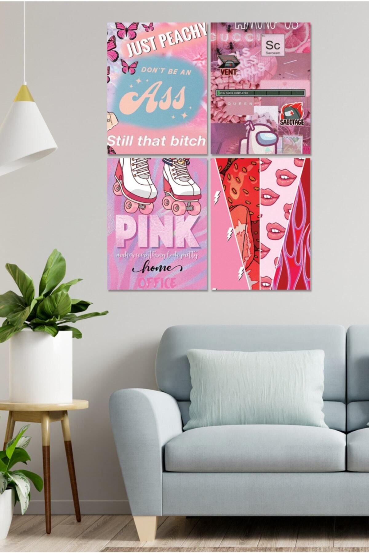 4 Parçalı Çerçeve Görünümlü Mdf Tablo Seti Dnu096