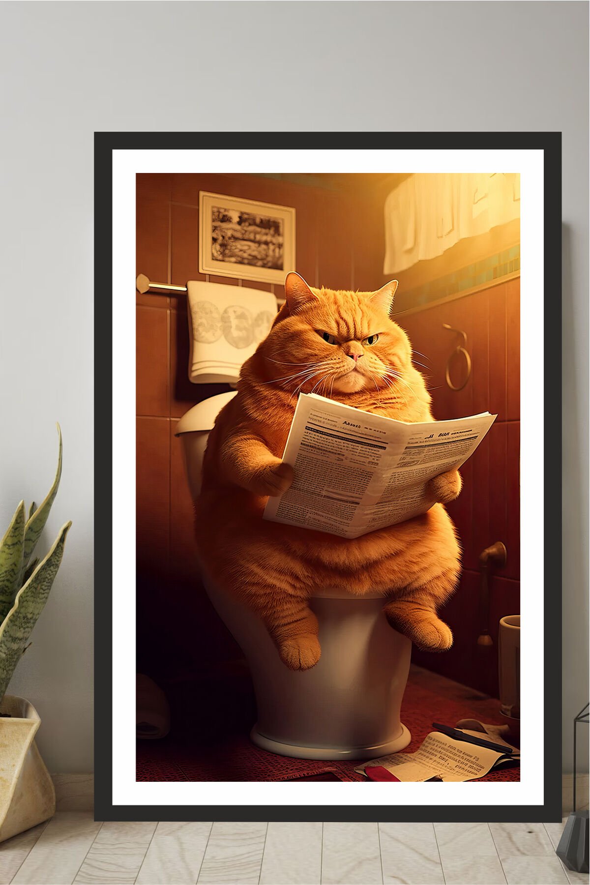 Kedi tasarımlı Çerçeve Görünümlü Mdf Tablo