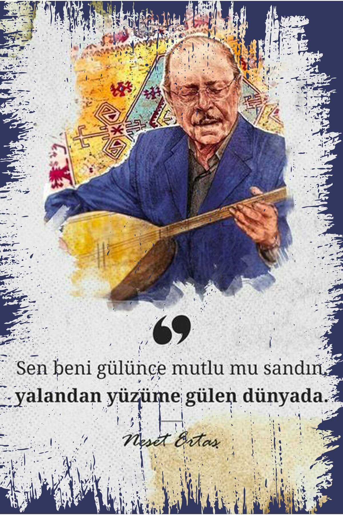 Neşet Ertaş Tasarımlı Ahşap Poster