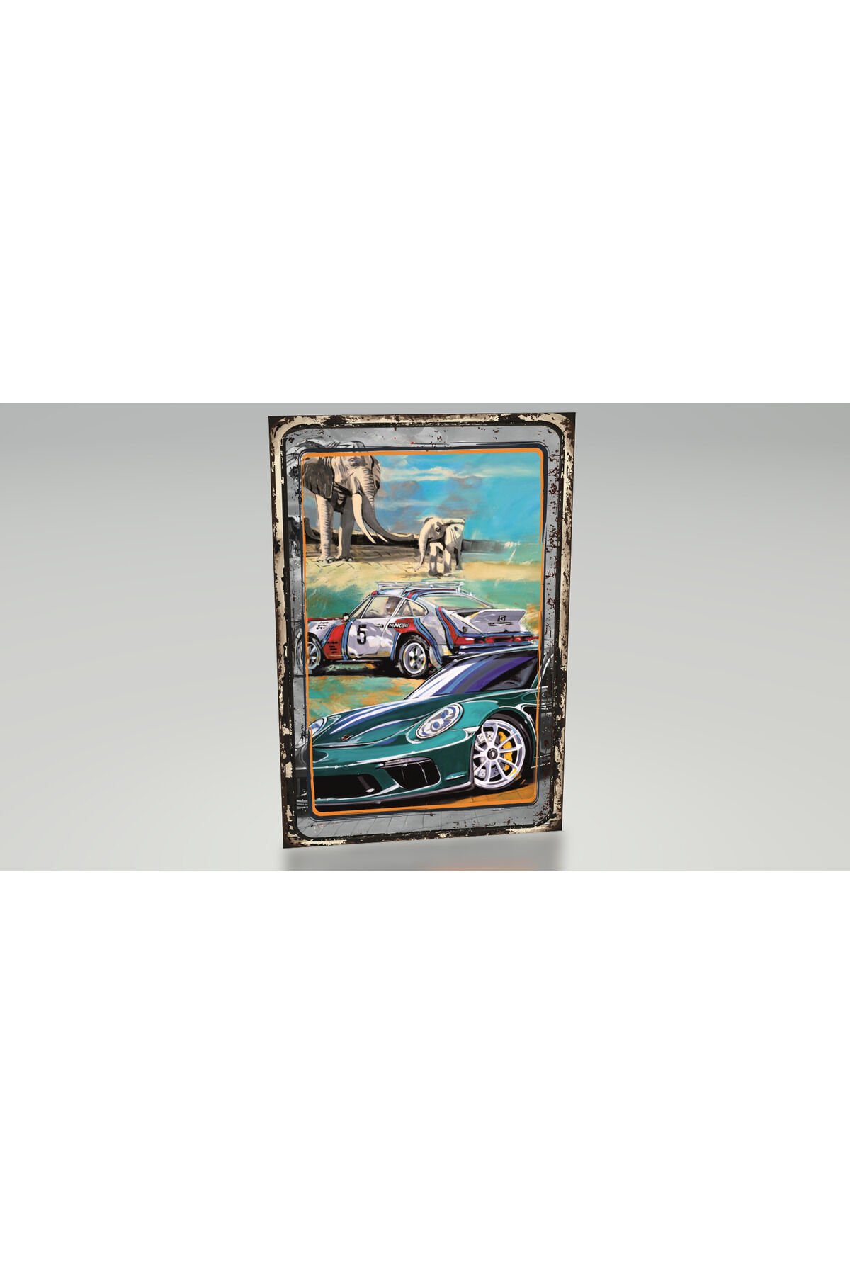 Pca Porsche Parade '22 klasik yarış arabaları retro vintage ahşap poster