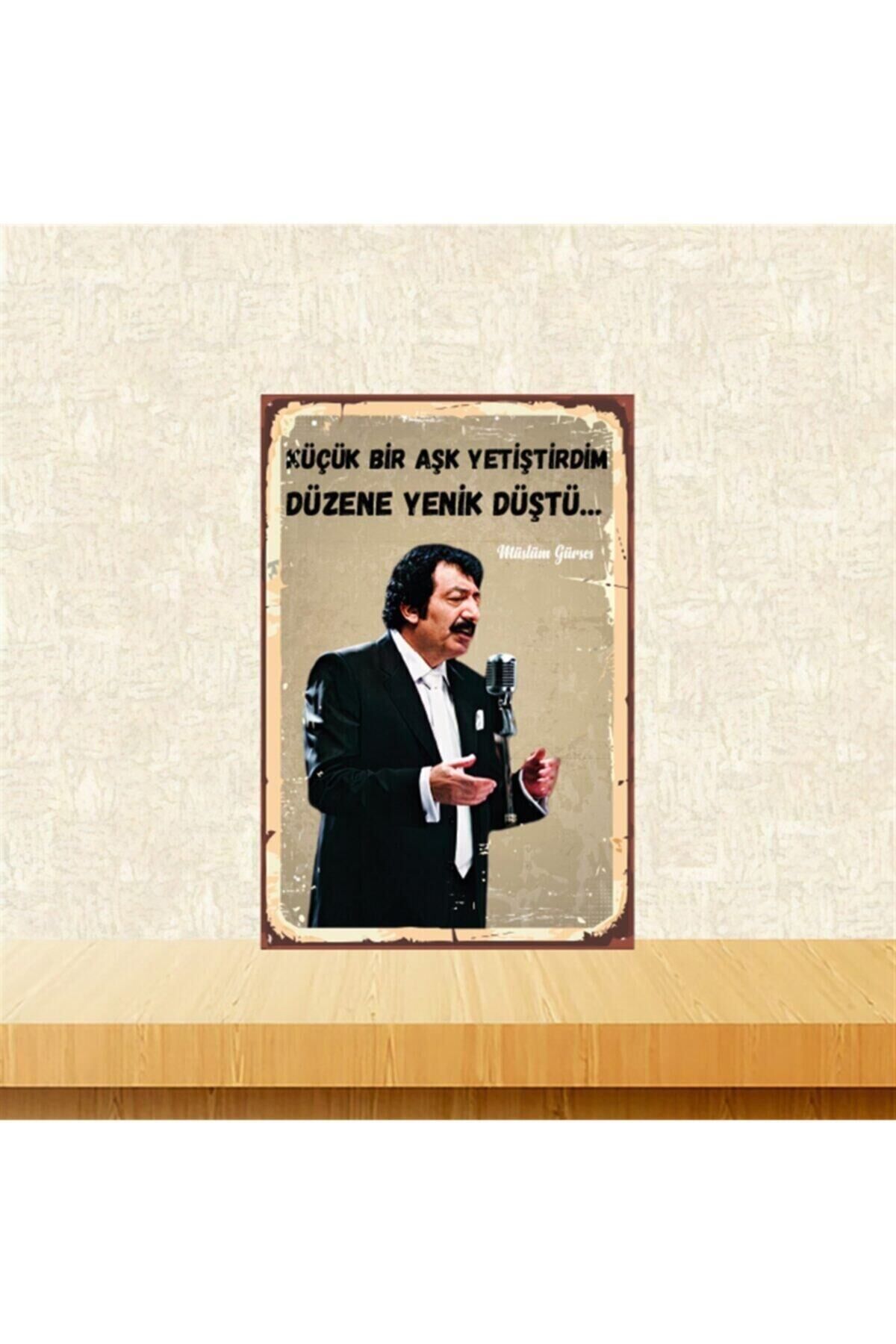 Müslüm Gürses Düzene Yenik Düştüm 20-30 Cm Retro Ahşap Tablo Tkfx4529