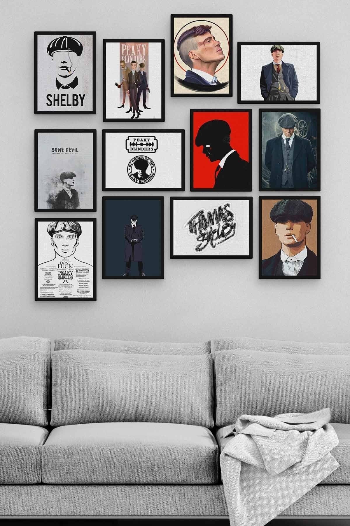 Thomas Shelby 12 Parça Ahşap Mdf Tablo Zlltb398