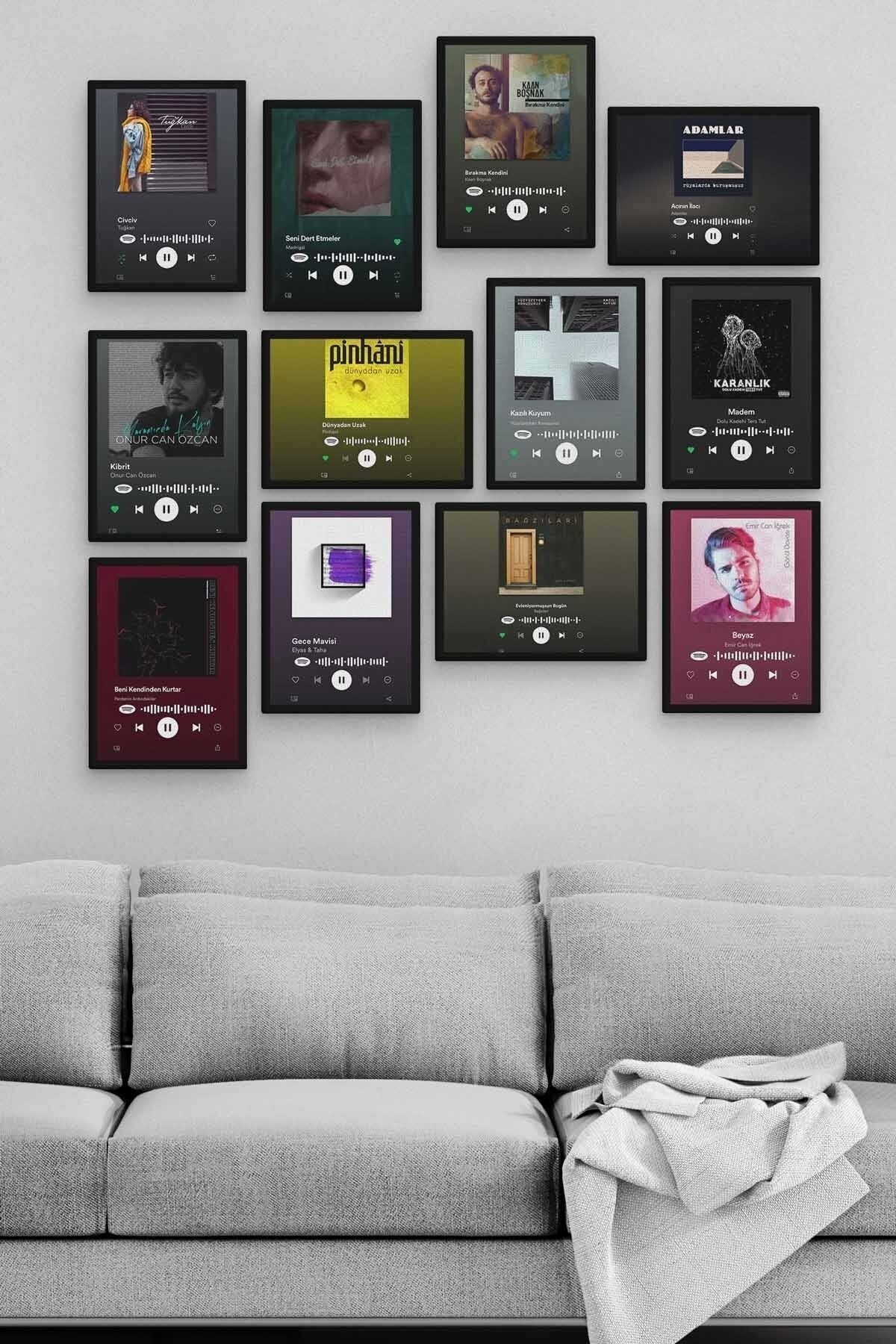 Slow Spotify 12 Parça Ahşap Mdf Tablo Zlltb160