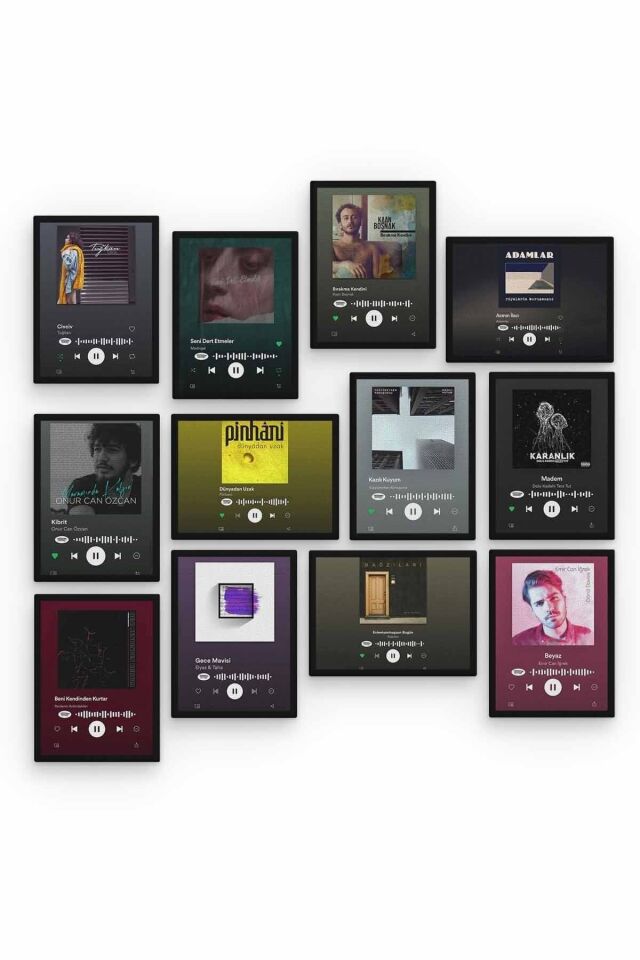 Slow Spotify 12 Parça Ahşap Mdf Tablo Zlltb160