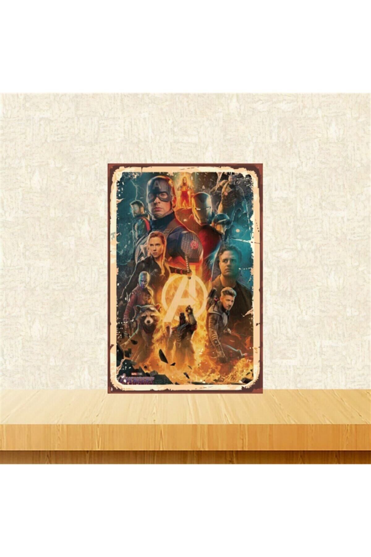 Marvel Karakterleri 20-30 cm Retro Ahşap Tablo Tkfx5013