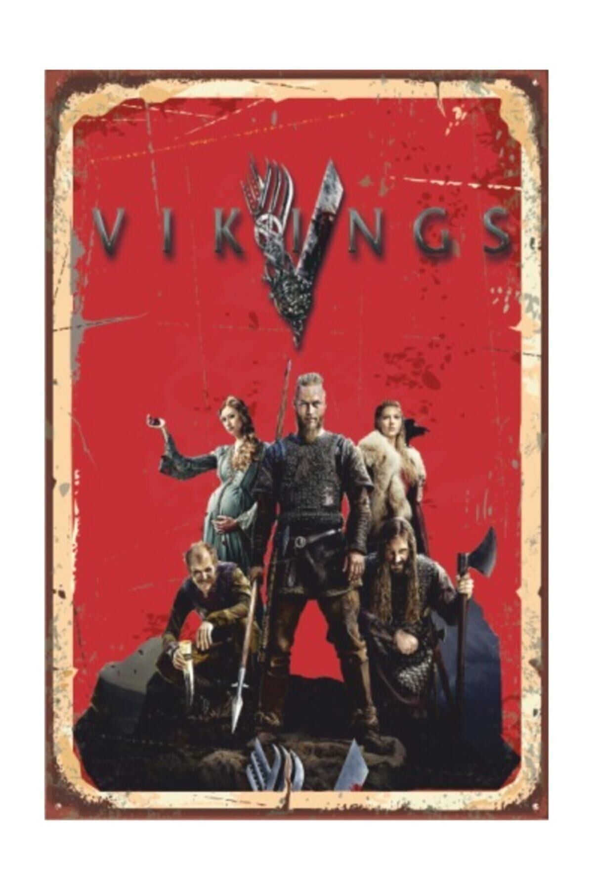 Vikings Retro Vintage Ahşap Poster