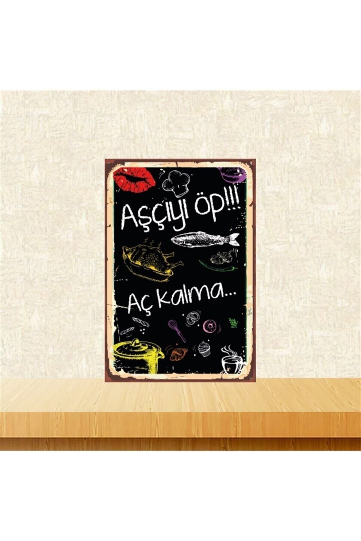 Aşçıyı Öp Aç Kalma Retro Ahşap Tablo Tkfx5883 20-30 Cm