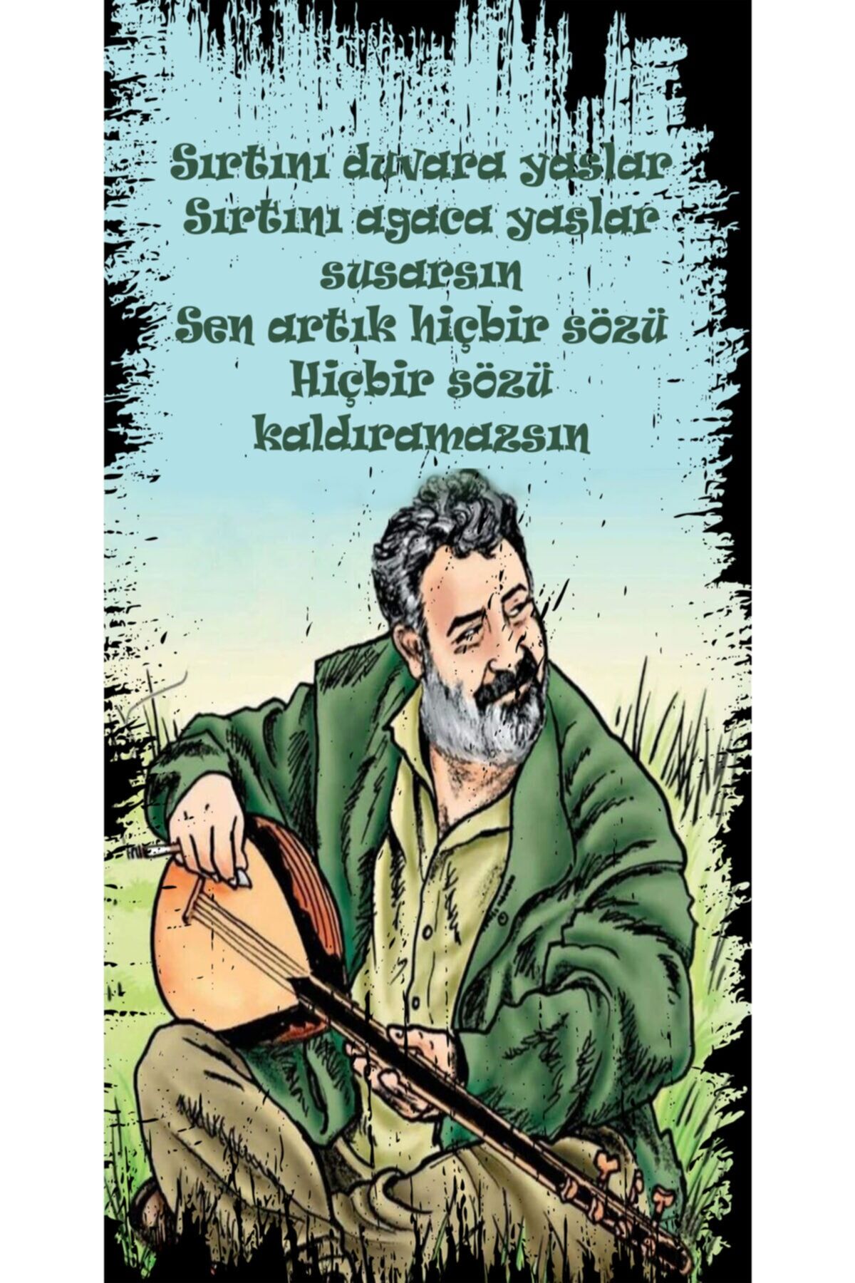 Ahmet Kaya Tasarım Yazılı Mini Ahşap Poster