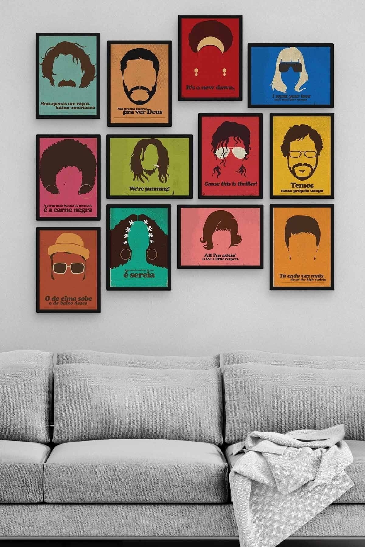 Kafalar 12 Parça Ahşap Mdf Tablo Zlltb162