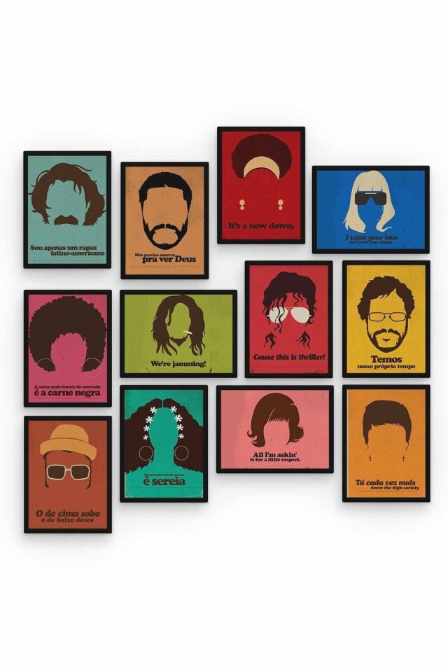 Kafalar 12 Parça Ahşap Mdf Tablo Zlltb162