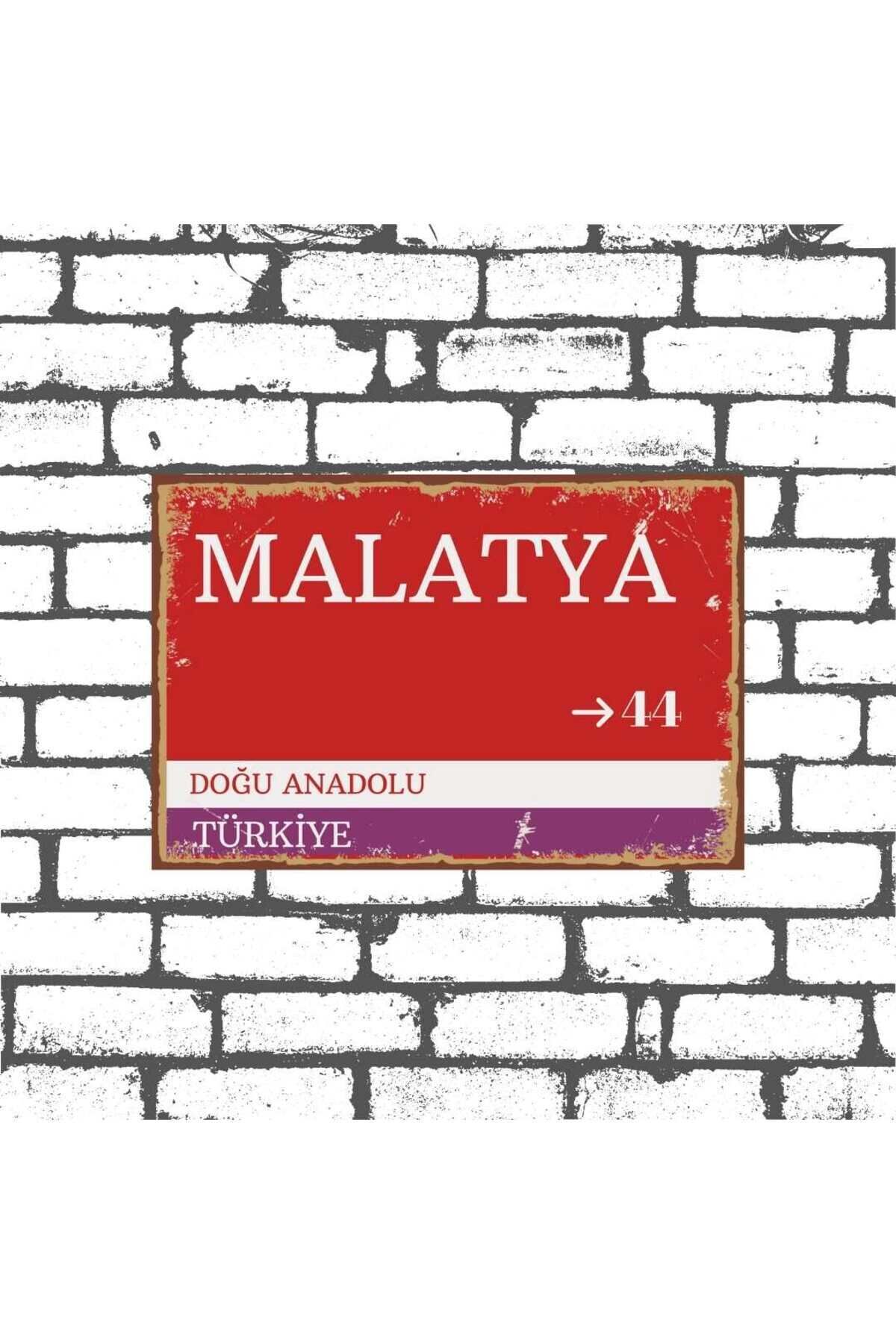 Malatya Sokak Tabelası Görselli Ahşap Poster 20x30cm