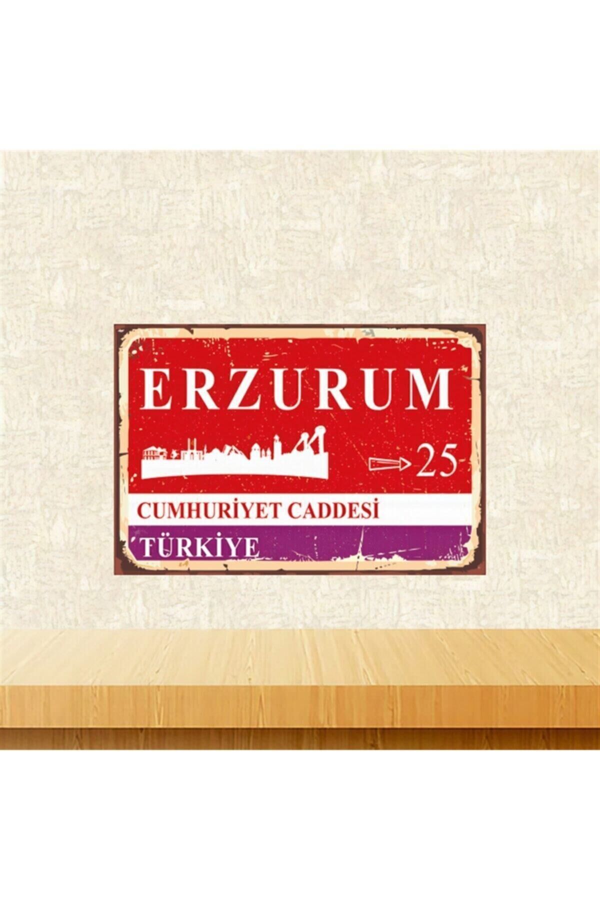 Erzurum Cumhuriyet Caddesi Retro Ahşap Tablo 20-30 cm Tkfx5774