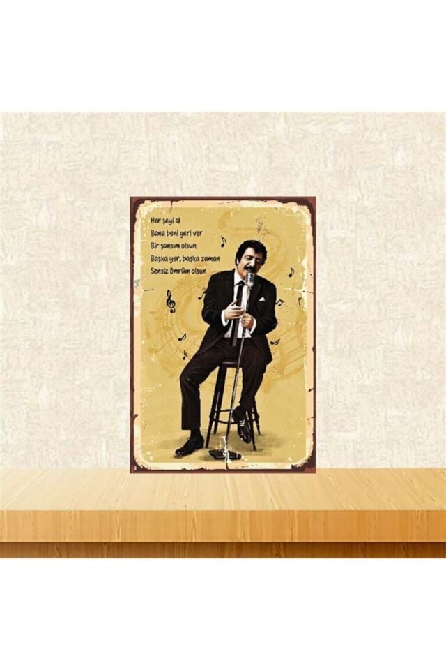 Müslüm Gürses Bana Beni Geri Ver Retro Ahşap Poster 20x30 cm