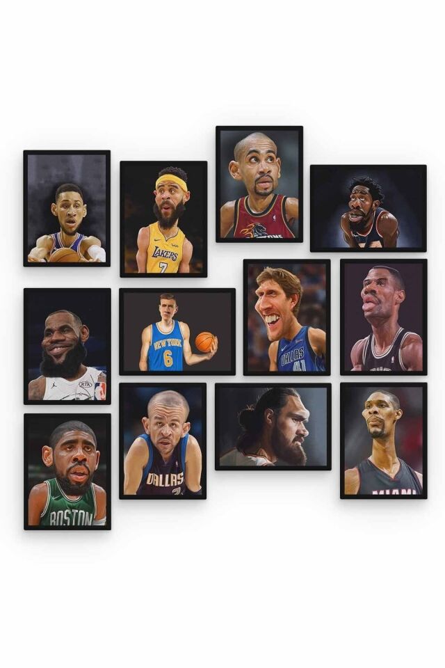 Basketçiler 12 Parça Ahşap Mdf Tablo Zlltb247