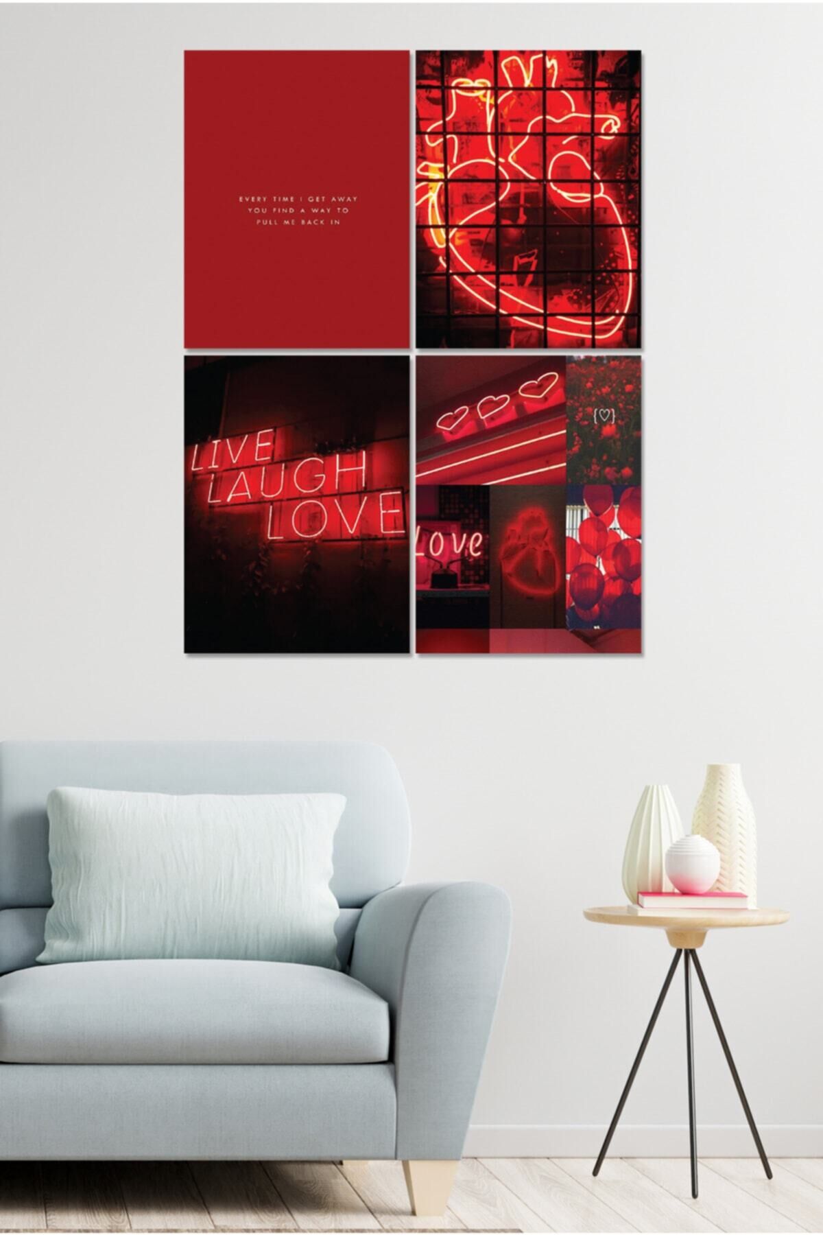 4 Parçalı Çerçeve Görünümlü Mdf Tablo Seti Dnu024