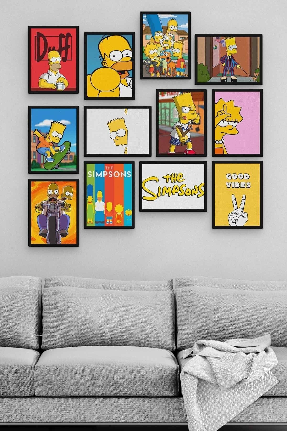 Simpson 12 Parça Ahşap Mdf Tablo Zlltb390