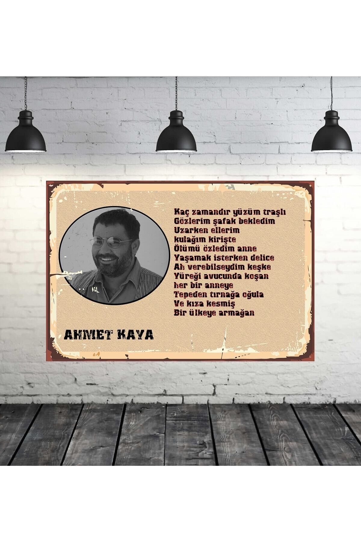 Ahmet Kaya Kaç Zamandır Yüzüm Tıraşlı 20x30cm Retro Ahşap Tablo