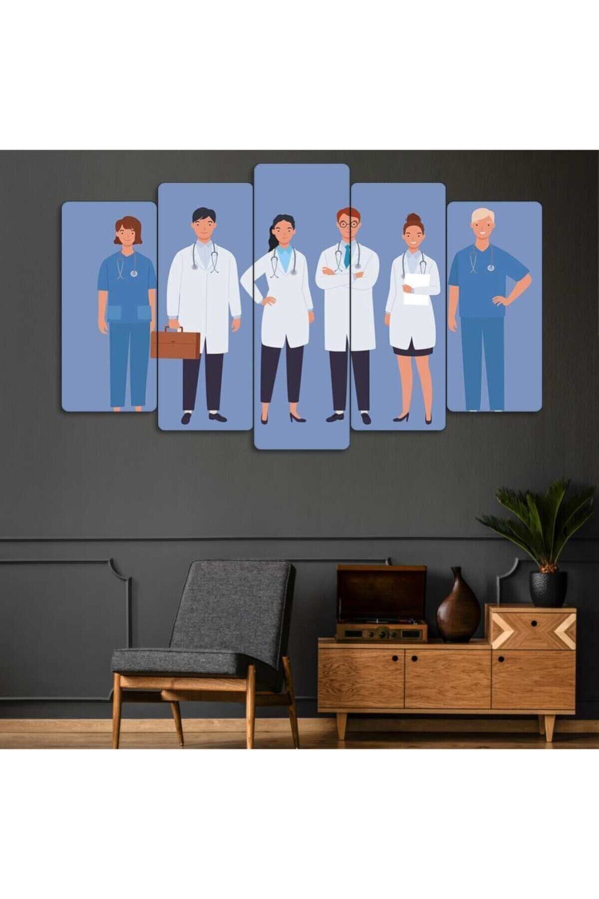 Doktor, Hemşire, Sağlık, Hastane - 5 Parçalı Tablo