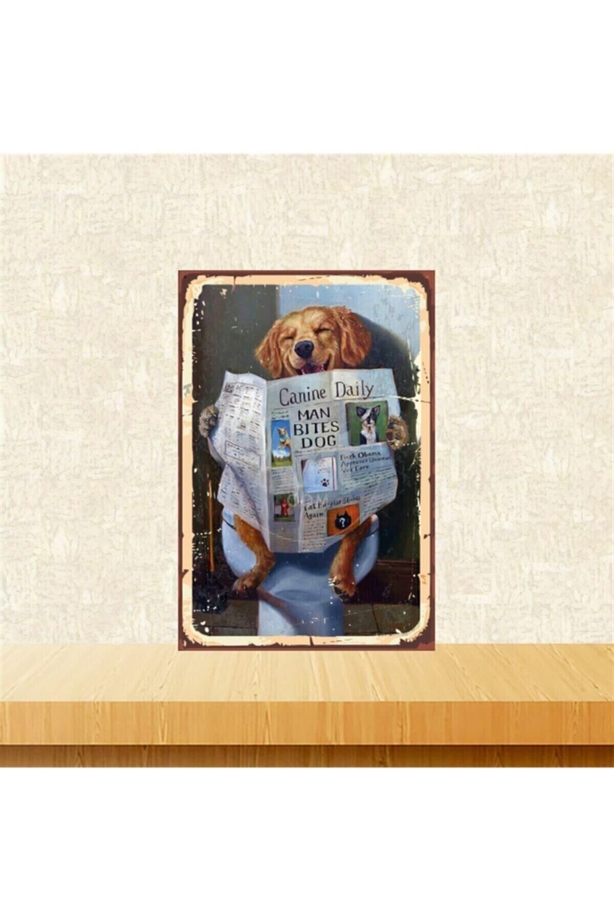 Man Bites Dog 20-30 Cm Retro Ahşap Tablo Tkfx4609