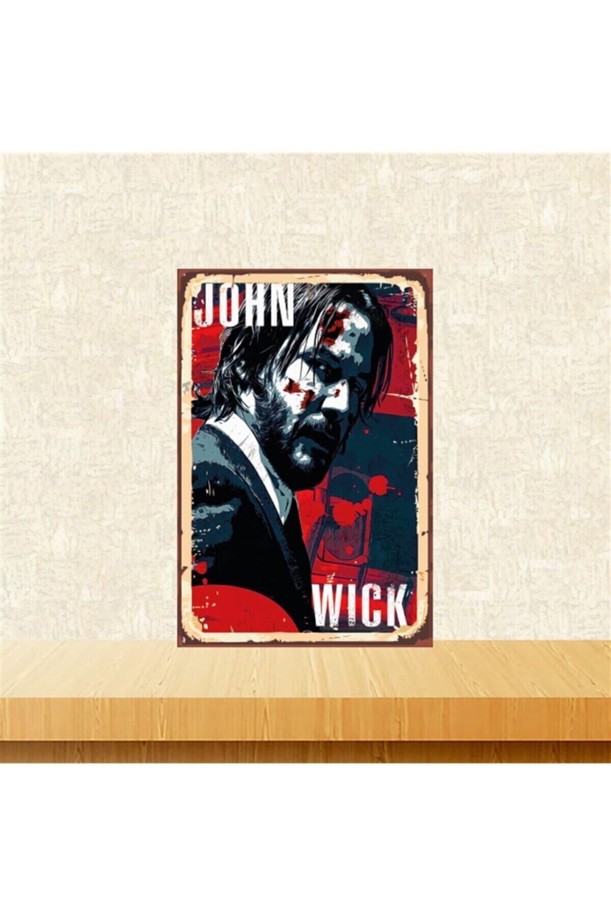 John Wick 20-30 Cm Retro Ahşap Tablo Tkfx4994