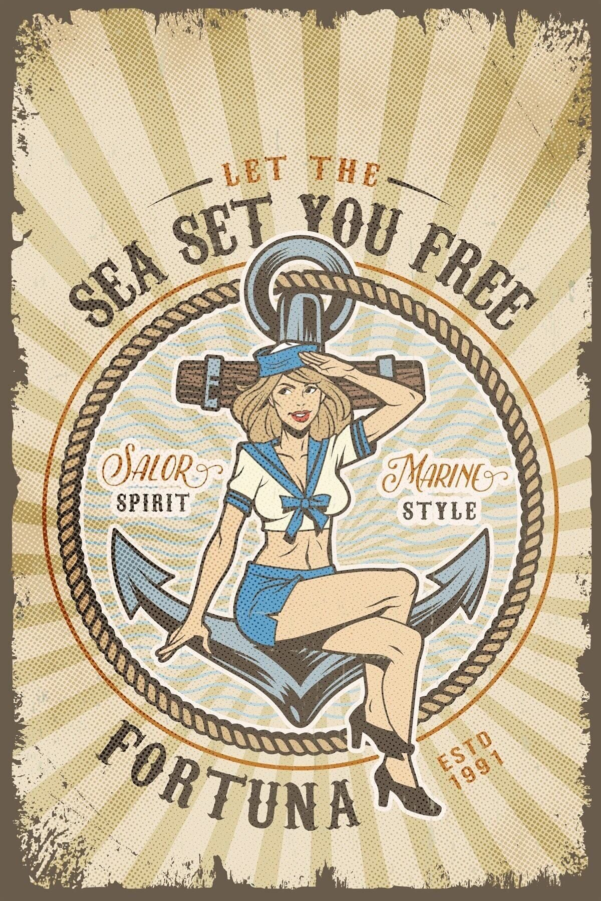 Sea Set You Freee Retro Ahşap Poster