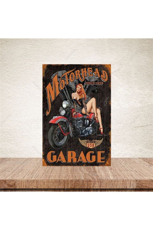 Motorhead Grage Retro Ahşap Poster